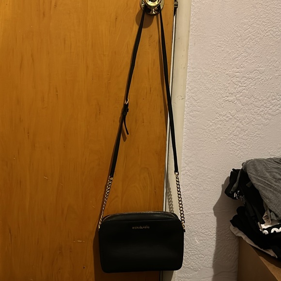 Jet Set crossbody, black with gold metal accents. - Picture 2 of 2